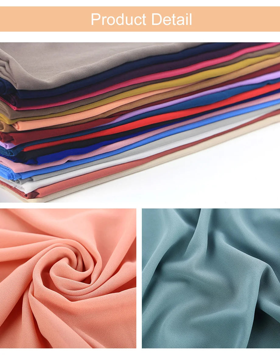 Ramadan Islamisk Instant Bubble Chiffong Sjal Halsduk Dam Huvudbonad Kvinnor Hijabs Halsdukar Bufandas Muslimsk Slöja Hijab Snood 180*70cm