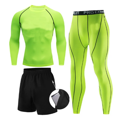 Herr 2/3-delars set boxningsdräkt rashguard herrkit MMA kompressionskläder herr långärmad t-shirt + leggings träningsdräkt sportdräkt