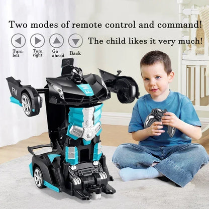 2IN1 Elektrisk RC-bil Transformationsrobotar Enknappsdeformationsbil Utomhus Fjärrkontroll Sportbilsmodell Barn Pojkar Leksaker