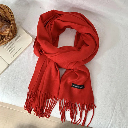 Vår och höst enfärgad halsduk kvinnor koreansk mode kashmir mjuk vinter varm halsduk hijab kvinnlig lång pannband sjal wrap