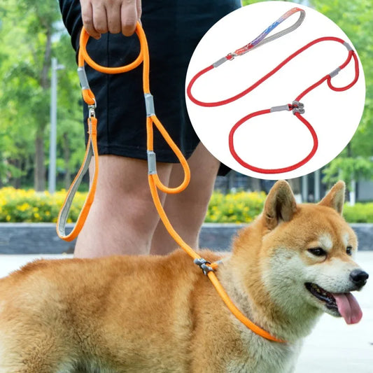Hundkoppel P-kedja Hundkoppel Justerbart Hundkedjekoppel Dubbelhandtagkoppel För Hundpromenader Valp P-kedjakoppel 1,4M Djurtillbehör