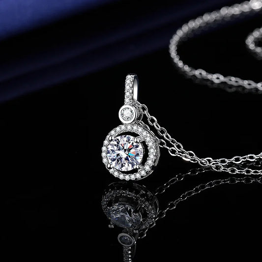 Halsband för kvinnor sterling S925 silver med vitguldpläterad labbdiamant smycken bröllopshänge Zircom