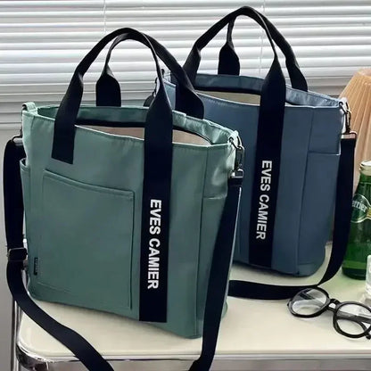 Ny Casual Tote Stor Kapacitet Axelväska Nylon Vattentät Canvas Handväska Enkla Mode Messenger Väskor För Skolflickor