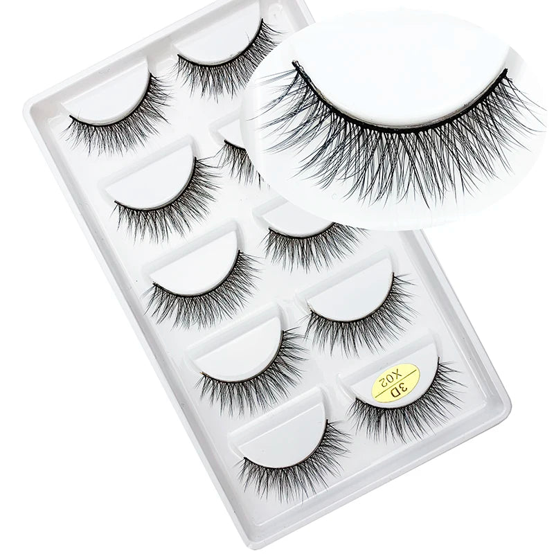 LTWEGO 5 par ögonfransar naturliga långa 3D minkfransar fluffiga volym mink lösögonfransar djurfria slingor makeup cilios