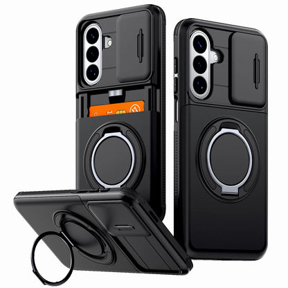 Stötsäkert Armor-skal för Samsung Galaxy A57 A37 A17 A27 A56 A36 A26 A16 A55 A15 5G 4G S26 S25 S24 FE Plus Korthållare Stativskydd