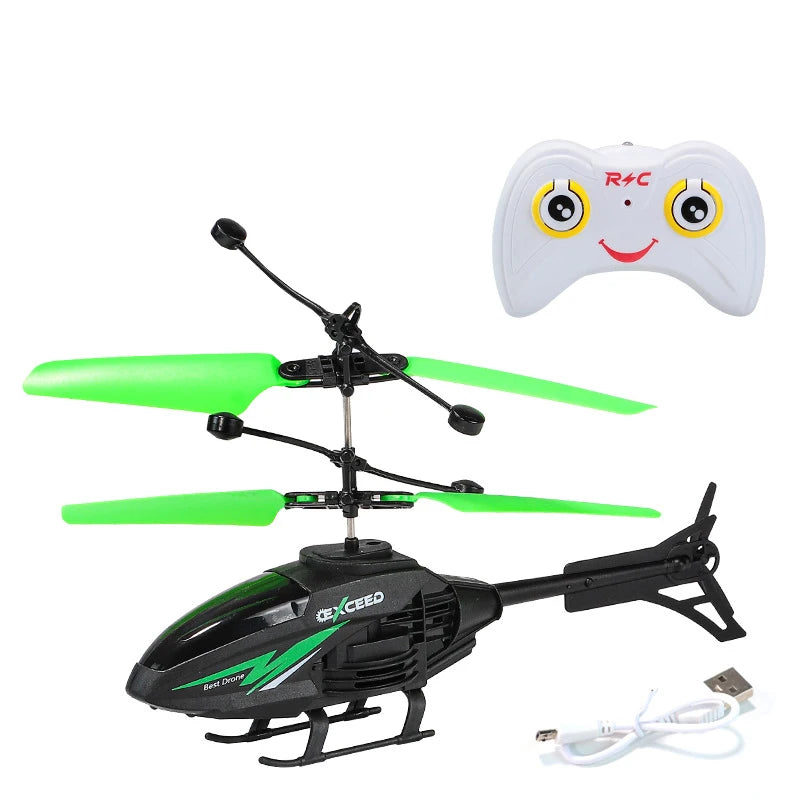 RC Helikopter 2CH Induktionsfjärrkontroll Flytande Flygplan Geststyrt Flygplansupphängning Quadcopter med LED Barnpresent