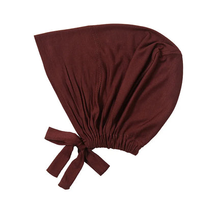 Muslimska Kvinnor Inner Hijab Mössor Stretch Justerbar Elastisk Bonnet Knytband Jersey Kvinnlig Huvudbonad Turbante Mujer