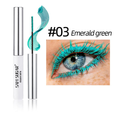 Silkesfibermascara Färgglad Ultrafin Borste Förlänger Ögonfransar Vattentät Varaktig Snabbtorkande Grön Rosa Böjande Mascara Makeup