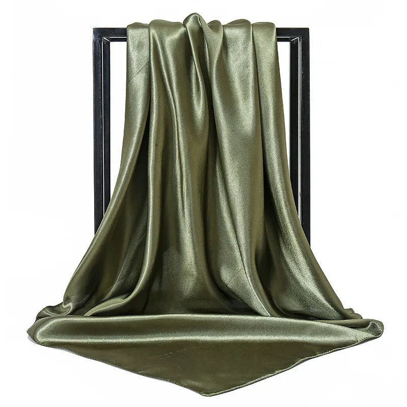 Mode 90*90cm Enfärgad Fyrkantig Halsduk Konst Imiterad Sidensjal Elegant Blommig Huvud Hals Hårband Dam Dam Flickor Halsduk