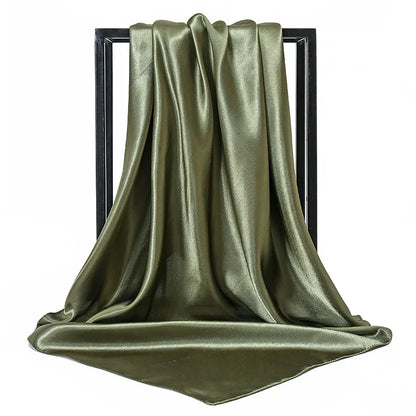 Mode 90*90cm Enfärgad Fyrkantig Halsduk Konst Imiterad Sidensjal Elegant Blommig Huvud Hals Hårband Dam Dam Flickor Halsduk