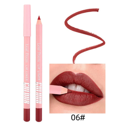 Läppstift Läppenna Set Matt Sammet Läppenna Kontur Makeup Sexigt Rött Läppstift Långvarigt Skönhetsmedel