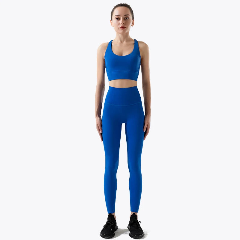 SOISOU Nylon Yogakläder Gym Fitness Leggings Sport BH Shorts Set Hög Midja Elastisk Damkläder 3 Typer 12 Färger