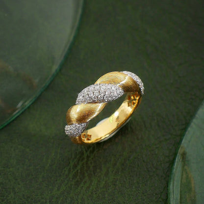 Foydjew italienska retro smycken pläterade 18K guldfärgade ringar inlagda hel zirkon röd emalj twist ring för kvinnor bankett accessoarer