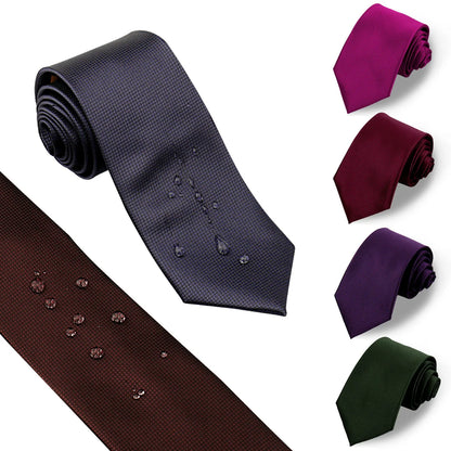 HUISHI 8CM 8 stilar herr enfärgad mörkblå slips 6cm vattentät jacquardslips vardagskläder kravatt bröllopsfest för män