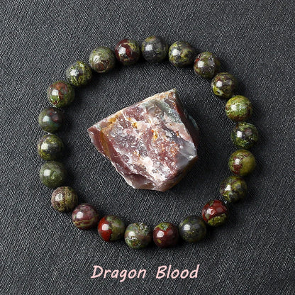 Naturlig drakeblodsten elastiska armband kvinnor män charm dinosaurie jaspis pärlor helande smycken yoga meditation armband gåva