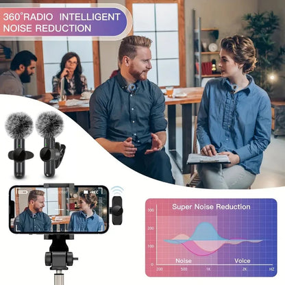 Trådlös Lavalier-mikrofon med vindtätt skydd Ljud- och videoinspelning Mini-mikrofon för iPhone Android Mobiltelefonmikrofon