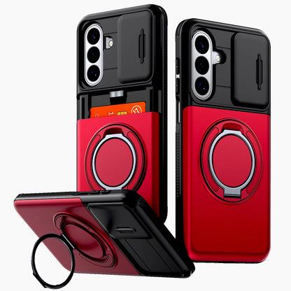Stötsäkert Armor-skal för Samsung Galaxy A57 A37 A17 A27 A56 A36 A26 A16 A55 A15 5G 4G S26 S25 S24 FE Plus Korthållare Stativskydd