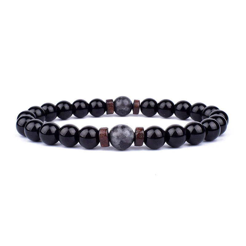 8mm lavaarmband för män vulkaniska stenar träpärlor armband tibetansk buddha handledskedja kvinnor män smycken gåva nya armband