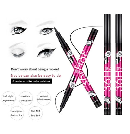 Svart flytande eyeliner vattentät eyelinerpenna 36 timmar långvarig flytande eyelinerpenna snabbtorkande utan blomning kosmetikaverktyg