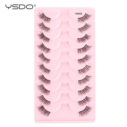 YSDO Fox Eye fransar 3/10 par fransar 3D mink naturliga fransar mjuka kattögonfransar förlängning fluffiga fransar smink halva ögonfransar