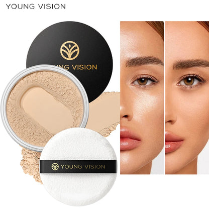 YOUNG VISION Setting Powder Löst puder Non-stick puder, andningsbart, delikat, matt honungspudder med puff