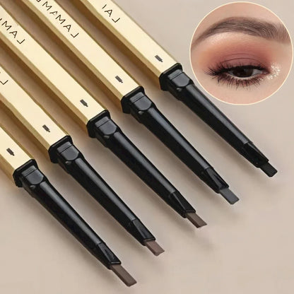 5 färger med borste dubbelhuvud ögonbrynspenna vattentät slät ögonbrynspenna svettbeständig ögonbrynsgel tatueringspenna kosmetika