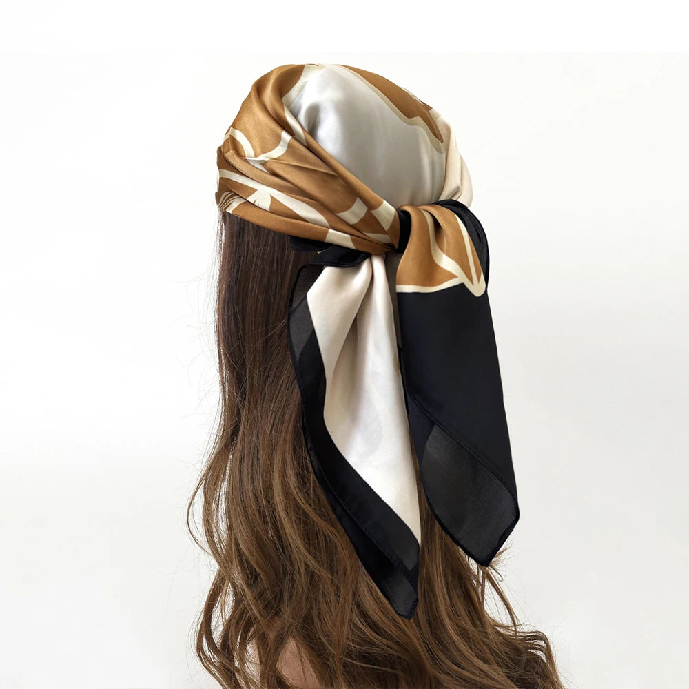 1/10PC Mode Lyxig 70cm Siden Fyrkantig Halsduk Dam Satin Sjal Wrap Hijab Echarpe Halsband Dam Hårbandana Huvudduk