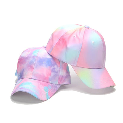Sommar Barn Basebollkeps Mode Tie-dye Tryck Snapback Hatt För Barn Flickor Utomhus Streetwear Justerbar Ankplös Keps