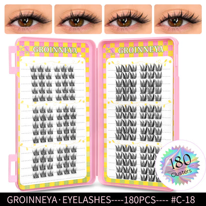 GROINNEYA Ögonfransar Kluster 320 st Naturlig Ögonfransförlängning Klusterfransar Volym Blandade Tray Lashes Kluster Naturliga Fransar