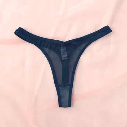 Sömlösa stringtrosor för kvinnor, små tangas, sexiga stringtrosor, genomskinliga nätsträngar, mjuka T-back-underkläder, Tangalar T-trosor