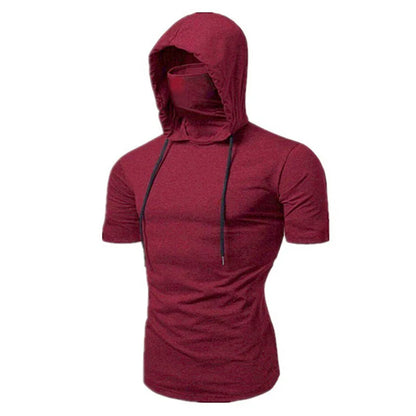 Herr Gym Tunn Hoodie Kortärmad Hoodies Med Mask Tröja Casual Splice Stor Mask Hoodie Tröja Cykling