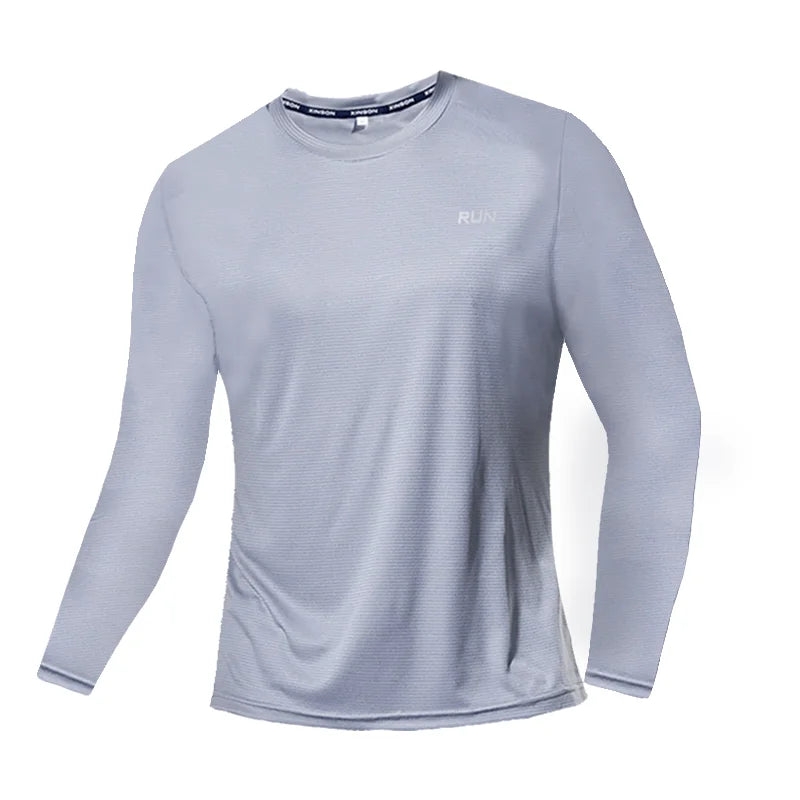 Sommar Issilk Långärmad T-shirt Herr 2023 Ny Snabbtorkande Andningsbar Luftkonditionering Utomhus Solskydd Löpning Ytterkläder