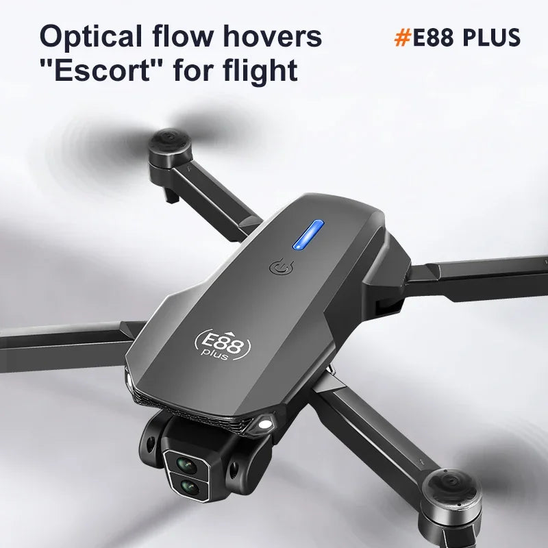 Ny E88 Plus Quadcopter-drönare: 90° elektriskt justerbar kamera, borstlös motor, optisk flödespositioneringsleksak