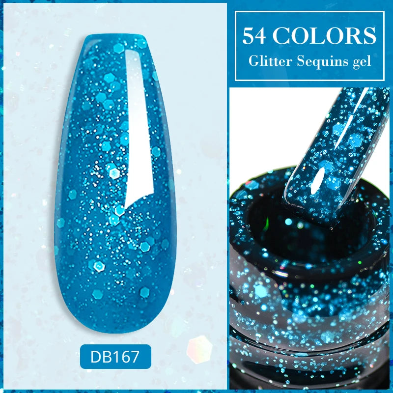 7ml Champagne Guld Silver Reflekterande Nagelgellack Glittrande Skinande Glitter Rosa Röd Nageltillbehör Semi-permanent Gellack
