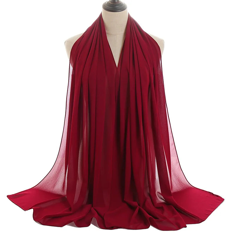 Ramadan Islamisk Instant Bubble Chiffong Sjal Halsduk Dam Huvudbonad Kvinnor Hijabs Halsdukar Bufandas Muslimsk Slöja Hijab Snood 180*70cm