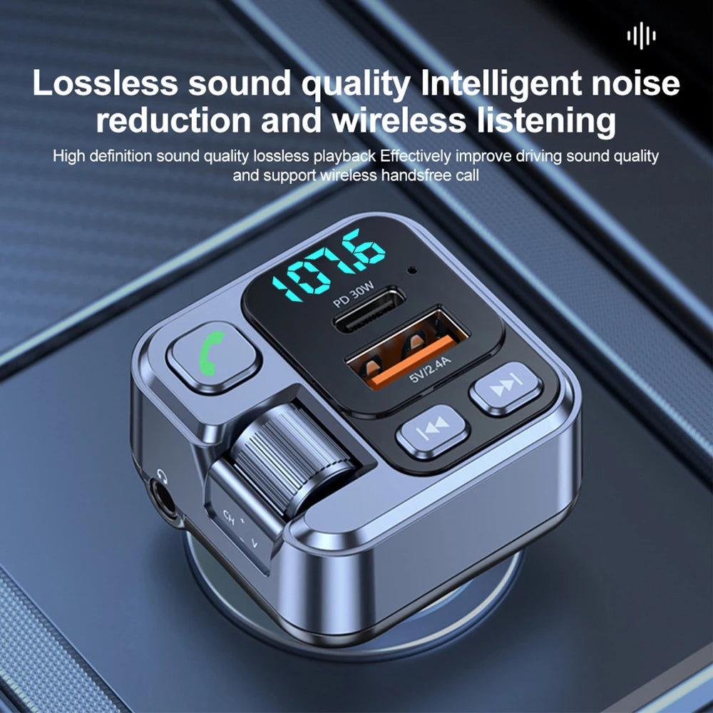 Bil Bluetooth-mottagare USB U Disk Read Pd20W Snabbladdning Digital Display Bil Mobiltelefonadapter FM-sändare för mobiltelefoner