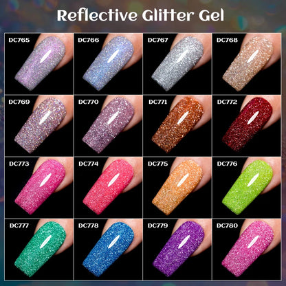 7ml Champagne Guld Silver Reflekterande Nagelgellack Glittrande Skinande Glitter Rosa Röd Nageltillbehör Semi-permanent Gellack
