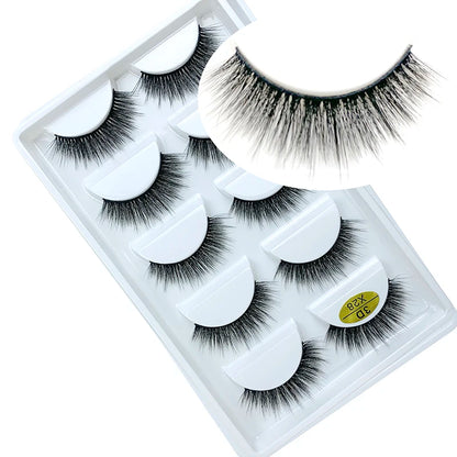 LTWEGO 5 par ögonfransar naturliga långa 3D minkfransar fluffiga volym mink lösögonfransar djurfria slingor makeup cilios
