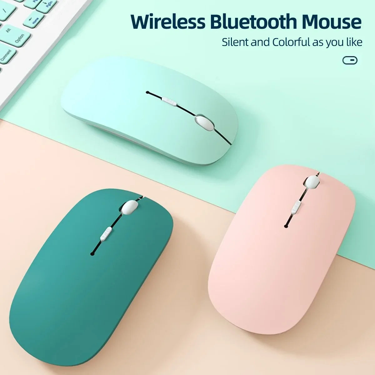 Trådlös Bluetooth-kompatibel mus Bärbar ergonomisk datormus För bärbar dator iPad Surfplatta Mobiltelefon Kontorsspelmus