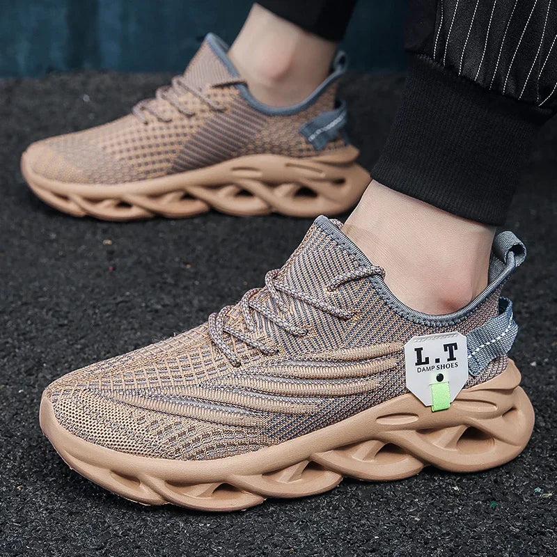 Herr Sport Löpning Svarta Joggingskor Casual Sneakers Utomhus Andningsbara Mesh Dam Lätt Stötdämpning Svart Tennis