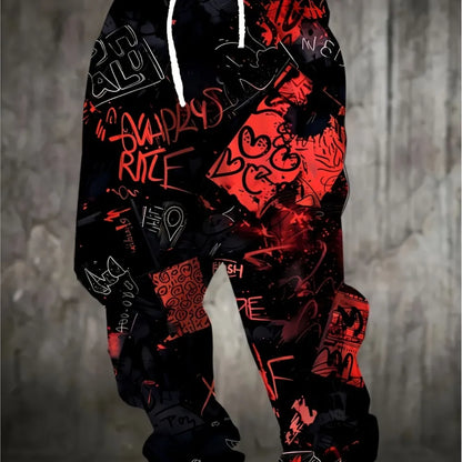 Herr 2026 Casaul Träningsbyxor Graffititryckta Joggers Slim Fit Byxor Casual Loungebyxor Med Fickor Höst Vinter Streetwear