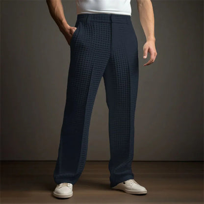 Moderiktiga twill baggy businessbyxor för män 2024 enfärgade medelhöga raka byxor för män, casual fickor, långa byxor 2024