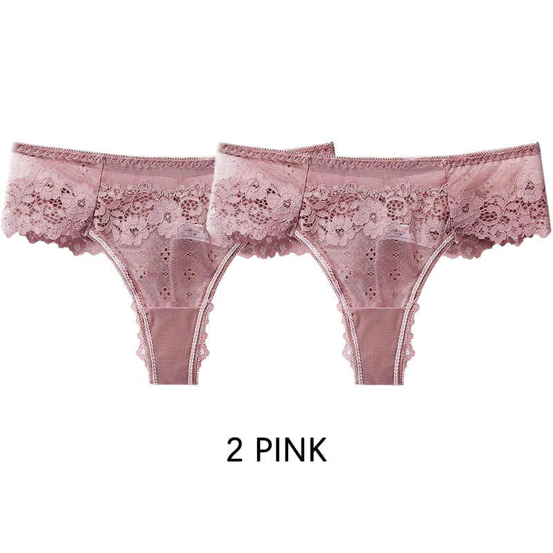 Meet’r Dam 2 st. trosor Sexiga frestelse spetsunderkläder G-stringtrosor Intima trosor Thongs Damtrosor med låg midja och T-rygg