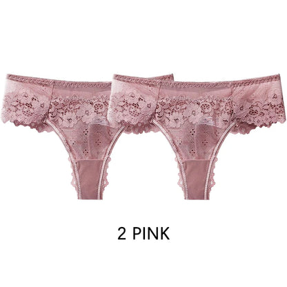 Meet’r Dam 2 st. trosor Sexiga frestelse spetsunderkläder G-stringtrosor Intima trosor Thongs Damtrosor med låg midja och T-rygg