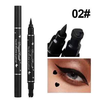 Svart eyelinerpenna Dubbelhövdad stjärnsigill Fjäril Månstämpel Varaktig vattentät flytande eyelinerpenna Ögonmakeup Kosmetika