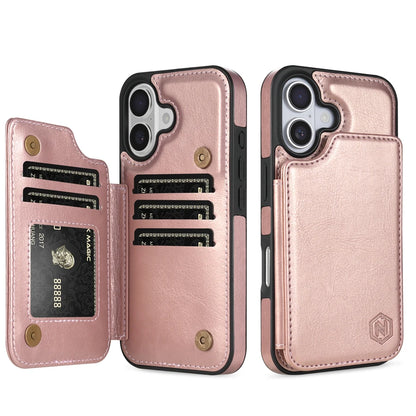 Plånbok med RFID-blockerande lager, skyddande stöldskyddande magnetiskt läderfodral för iPhone Air 17 Pro Max 16e 15 Plus 14 13 12 11 korthållare