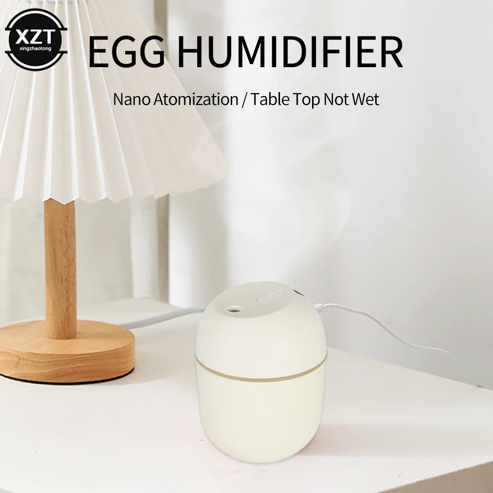 220ml USB-luftfuktare, förångare, aromoljediffusor, ljudlös luftfuktare med nattlampa för bil, sovrum, kall dimma-spruta