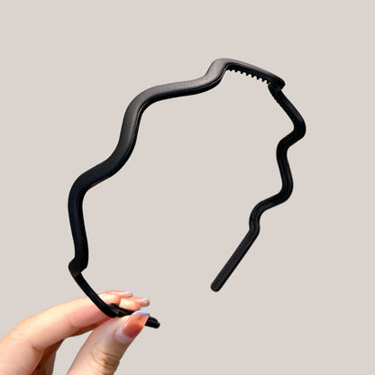 Unisex Metall Vågigt Fjäderhårband Svart Halkfri Utomhussporter Pannband För Kvinnor Män Enkelt Hårband Ansiktstvätt Huvudbonad