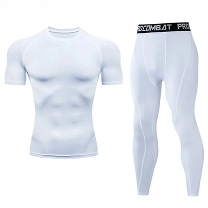 2 st. herr kompressions sportkläder elastiska träningsset yoga träningskläder jogging fitnesskläder träningsoverall byxor sport