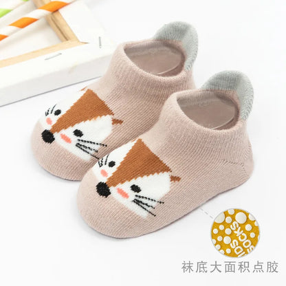 Halkfria babysockor, mjuka, halkfria golvsockor för nyfödda och spädbarn med gummigrepp för 0-5 år, bomullssockor för baby